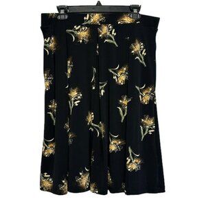 Women's Lularoe Black Madison Pocketed Skirt A-Line Floral Size XL EUC #6393